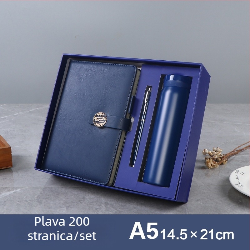 Poklon paket: bilježnica A5 i termos u kutiji, s prilagođenim logotipom