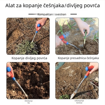 Vrtni alat za plijevljenje i kopanje: mala lopata za češnjak, maslačak i sadnju cvijeća; kopanje tla, vanjska upotreba