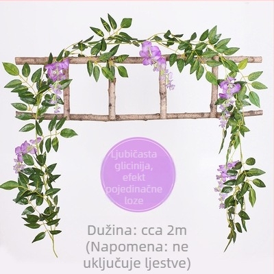 Umjetna loza s ljubičastim cvjetovima za dekoracije, viseća i uvijajuća, plastično cvijeće, duljina 100–200 cm