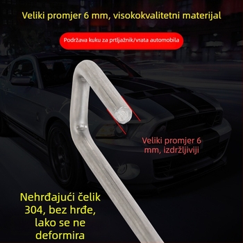Nerđajući čelična šipka za prtljažnik automobila s kukom za vrata i kukama za ugradnju folije