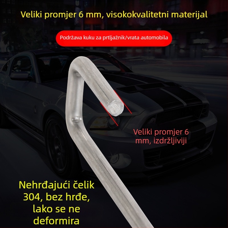 Nerđajući čelična šipka za prtljažnik automobila s kukom za vrata i kukama za ugradnju folije