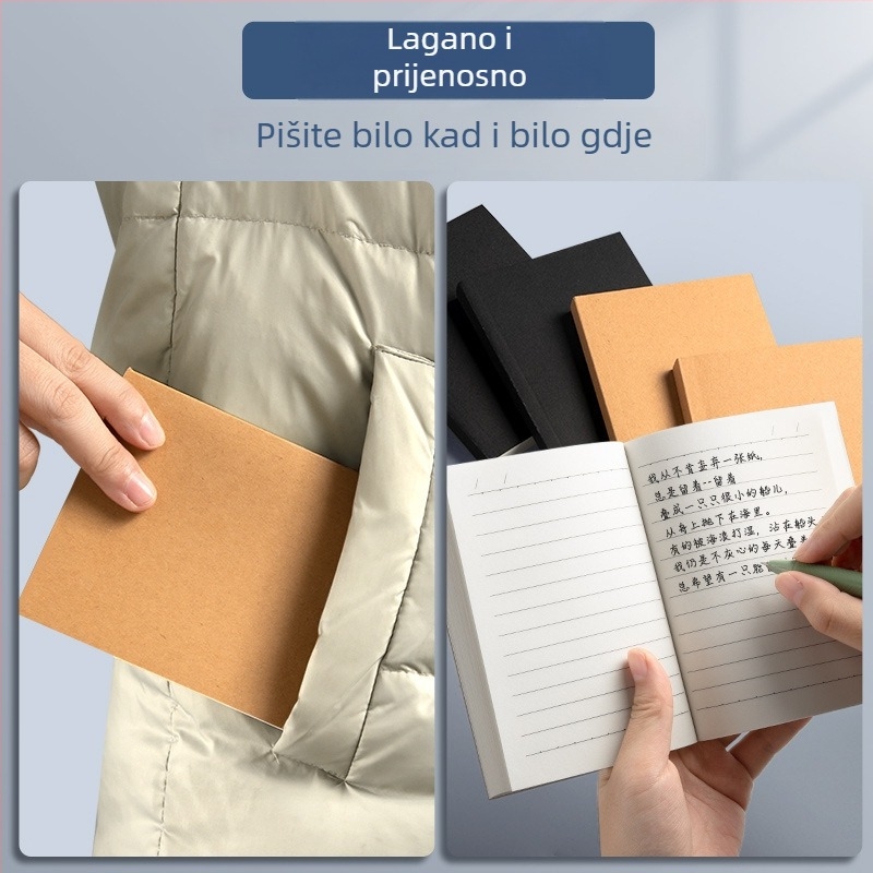 Minimalistički A6 bilježnica, kompaktna džepna bilježnica za vokabular, vintage Kraft papir