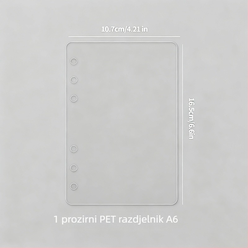 Debeli prozirni PET dijeljivač unutarnjih stranica za planer, DIY