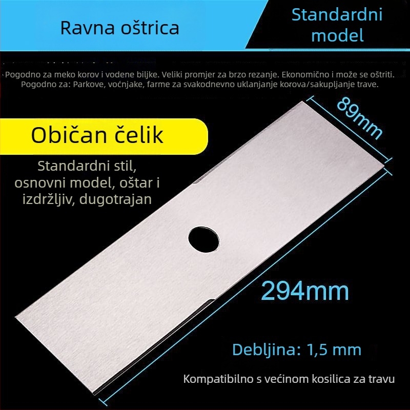Ravna oštrica za benzinsku kosilicu, teški čelik visoke manganove legure, uvoz