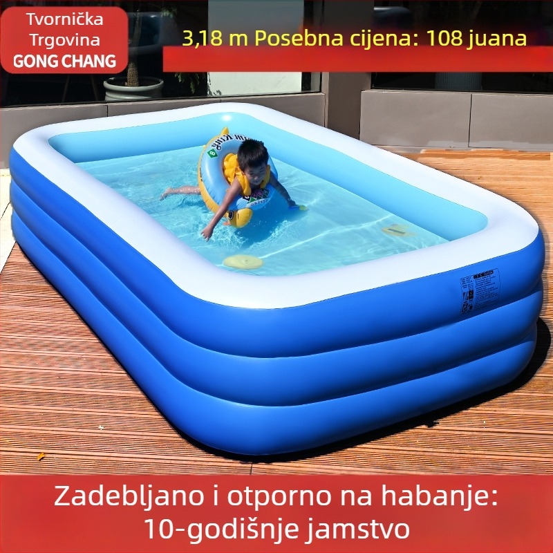 Napuhani kvadratni bazen za odrasle i djecu, PVC, za vanjsku upotrebu