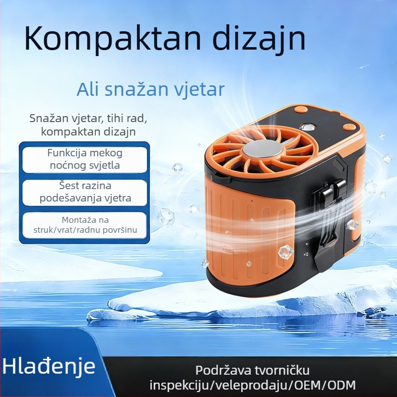 YLD-F23 pojasni ventilator s poluvodičnim hlađenjem, 5 lopatica, USB napajanje, ugrađena baterija
