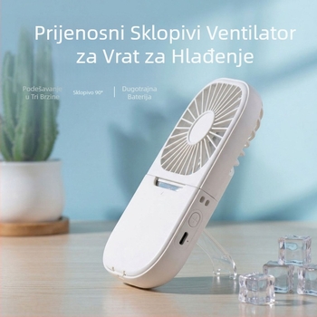 Ručni USB ventilator s ugrađenom baterijom, dugim trajanjem, sklopiv i prenosan za putovanja, dom ili ured