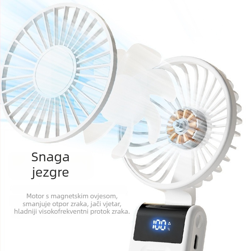 Sklopivi ventilator za vrat, mini ručni ventilator, prijenosni za vanjsku upotrebu, tih, snažan protok zraka