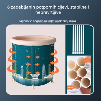 Velika sklopiva kada za kupanje s izoliranim poklopcem za odrasle i djecu
