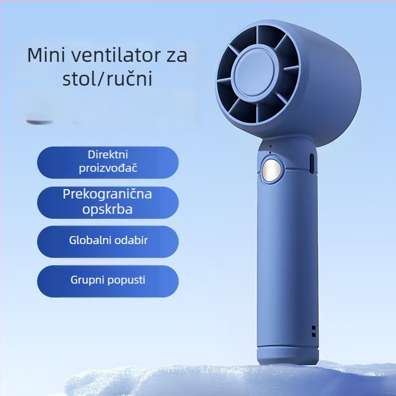 USB punjivi ručni i stolni mini ventilator s ugrađenom baterijom 300–500 mAh, 3 lopatice, 3 brzine, tih rad
