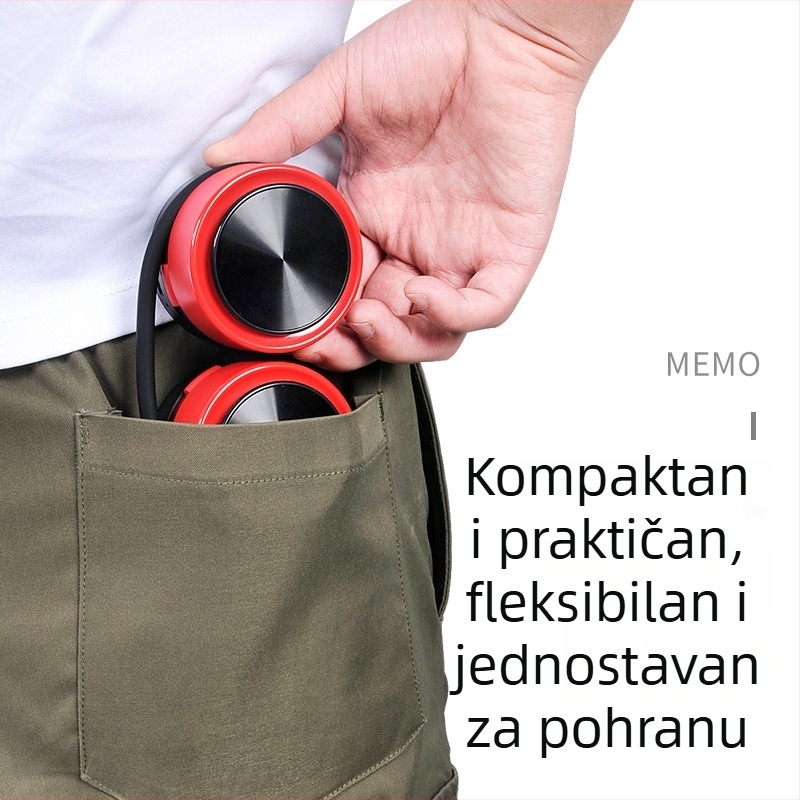 Ventilator za vrat bez lopatica, prenosni i sklopivi, USB napajanje, s ugrađenom baterijom, 3 brzine