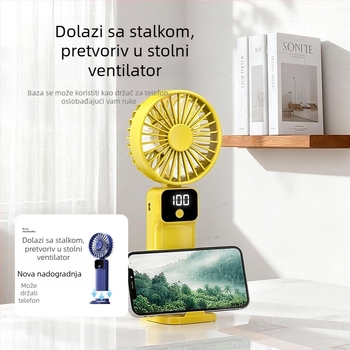 Ručni prijenosni ventilator, mini, s digitalnim zaslonom, sklopiv, tih, lagan, blag povjetarac