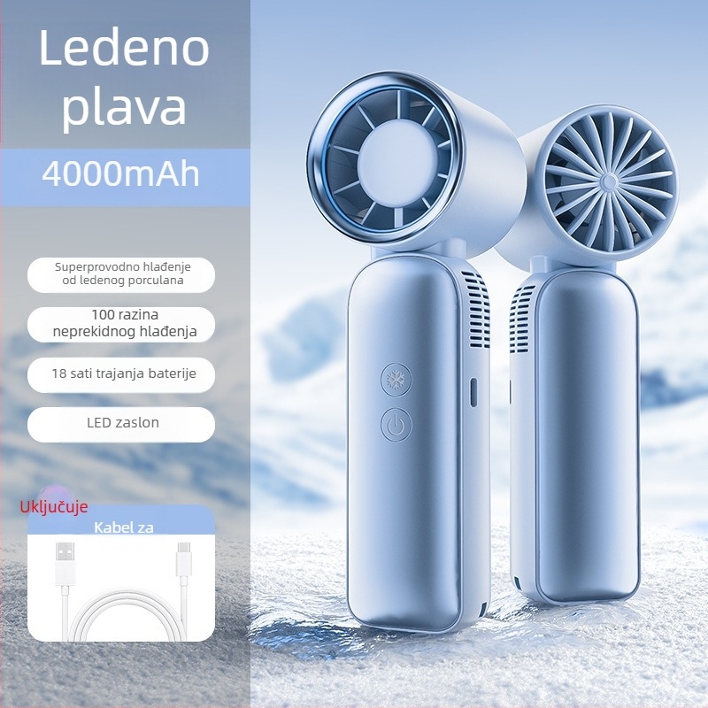 Ručni ventilator s hlađenjem ledom, USB punjenje, prijenosni sklopivi mini ventilator za vanjsku upotrebu