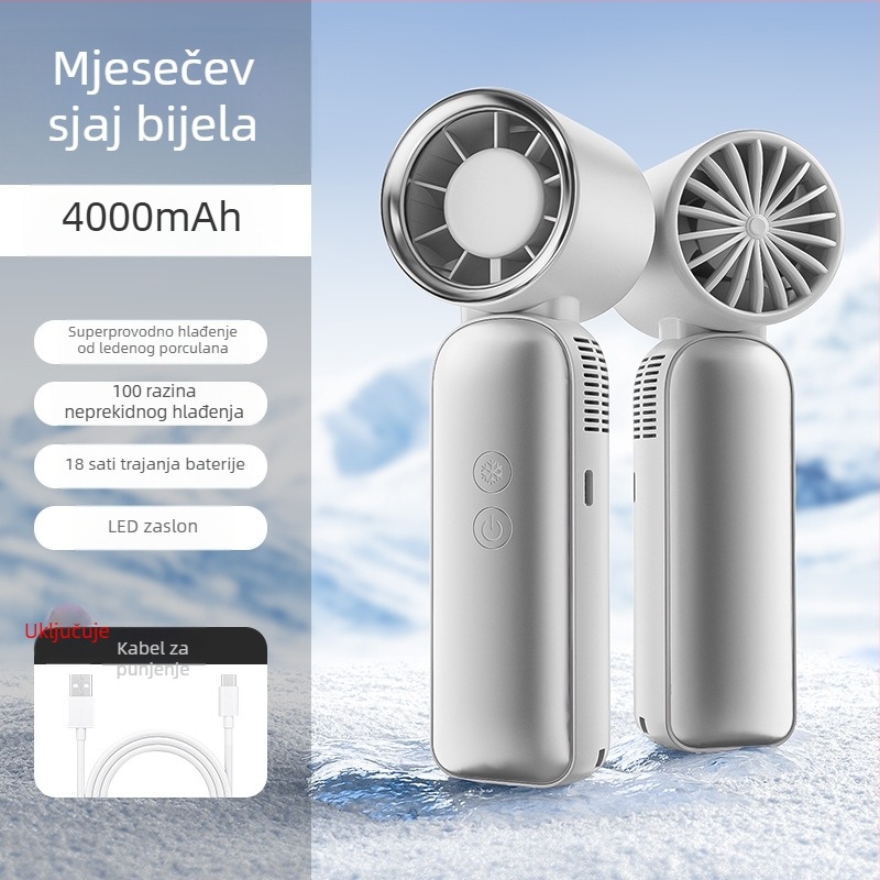 Ručni ventilator s hlađenjem ledom, USB punjenje, prijenosni sklopivi mini ventilator za vanjsku upotrebu