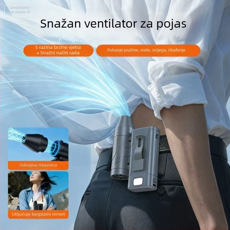 GX18 ručni turbo ventilator visoke brzine rotacije, višestruke namjene, za pričvršćivanje oko struka ili vrata, prijenosni