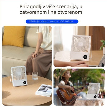 Pametan stolni ventilator s digitalnim zaslonom, mogućnost kućnog postavljanja na zid, ultra tanak, dugotrajna baterija, prijenosni ručni ventilator