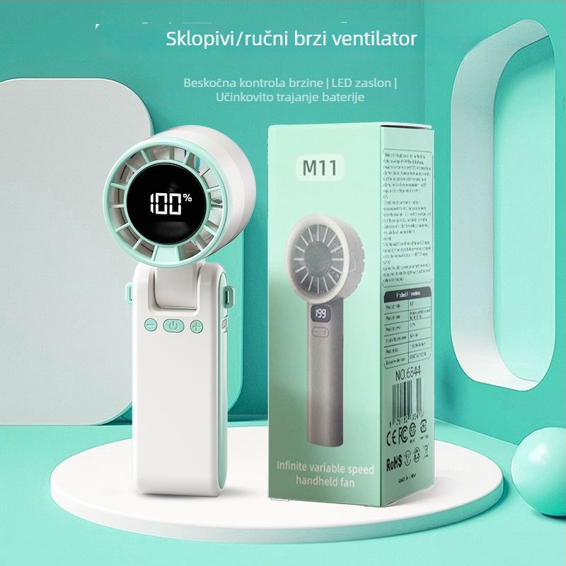 Novi prijenosni vanjski USB mini ventilator, sklapan, visoke brzine, za nošenje oko vrata ili u ruci, USB punjenje
