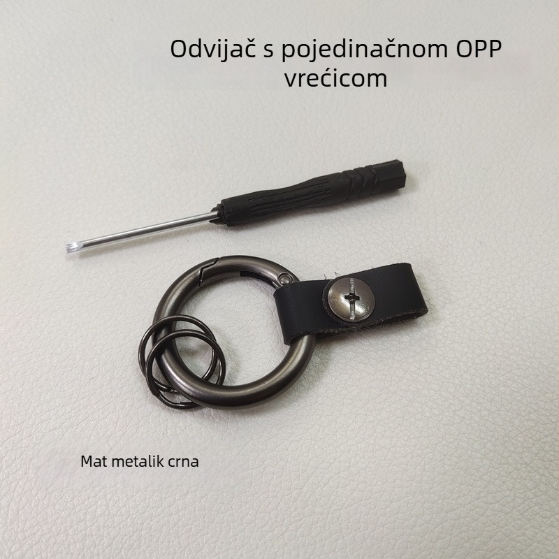 Dexin Ključ za automobil s crnom kožnom užicom, cinkova legura, jednostavan dizajn, univerzalna kompatibilnost