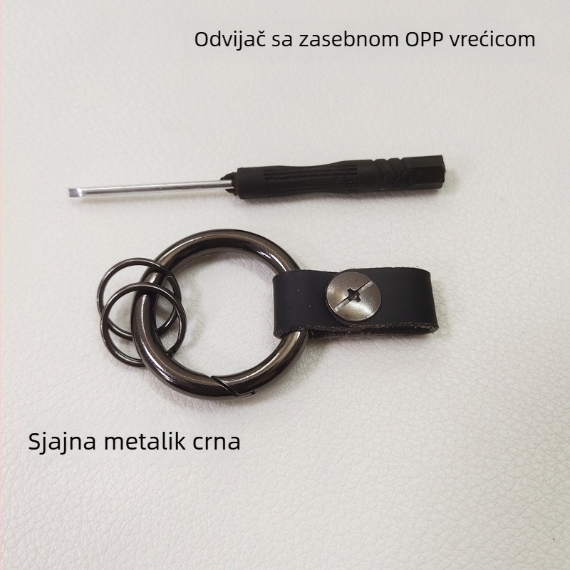 Dexin Ključ za automobil s crnom kožnom užicom, cinkova legura, jednostavan dizajn, univerzalna kompatibilnost