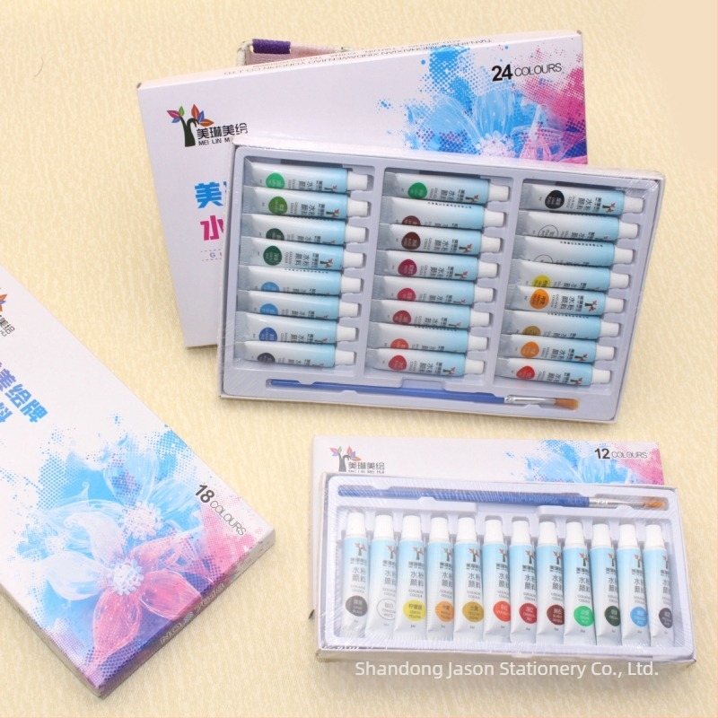 Meilin 24 gouache boje, prijenosni dječji set s četkicom, 6 ml cijevi