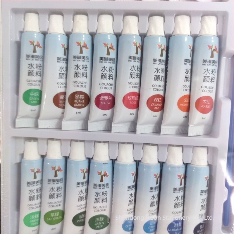 Meilin 24 gouache boje, prijenosni dječji set s četkicom, 6 ml cijevi