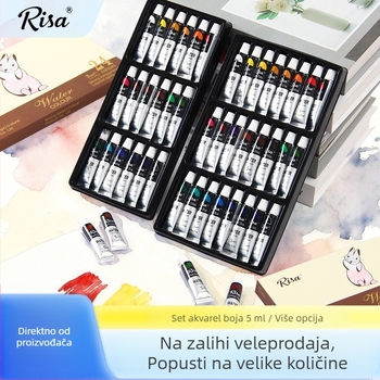 Risa 24 boje akvarela, vodotopljive, prijenosni komplet za skiciranje u kutiji
