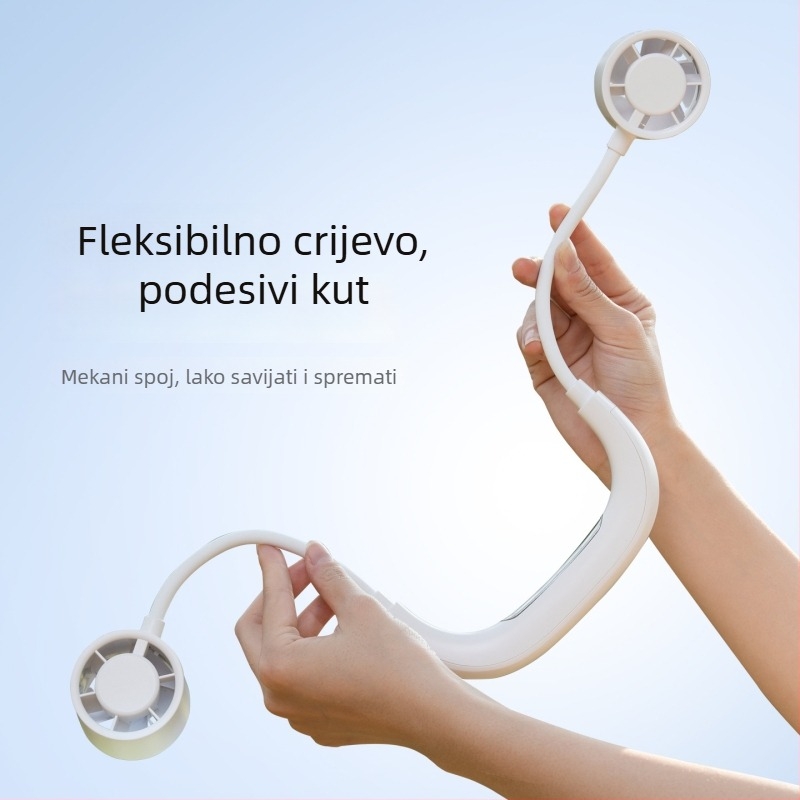 Ventilator bez lopatica za vrat, s ledeno hlađenjem, USB punjiv, kompaktan i prenosiv