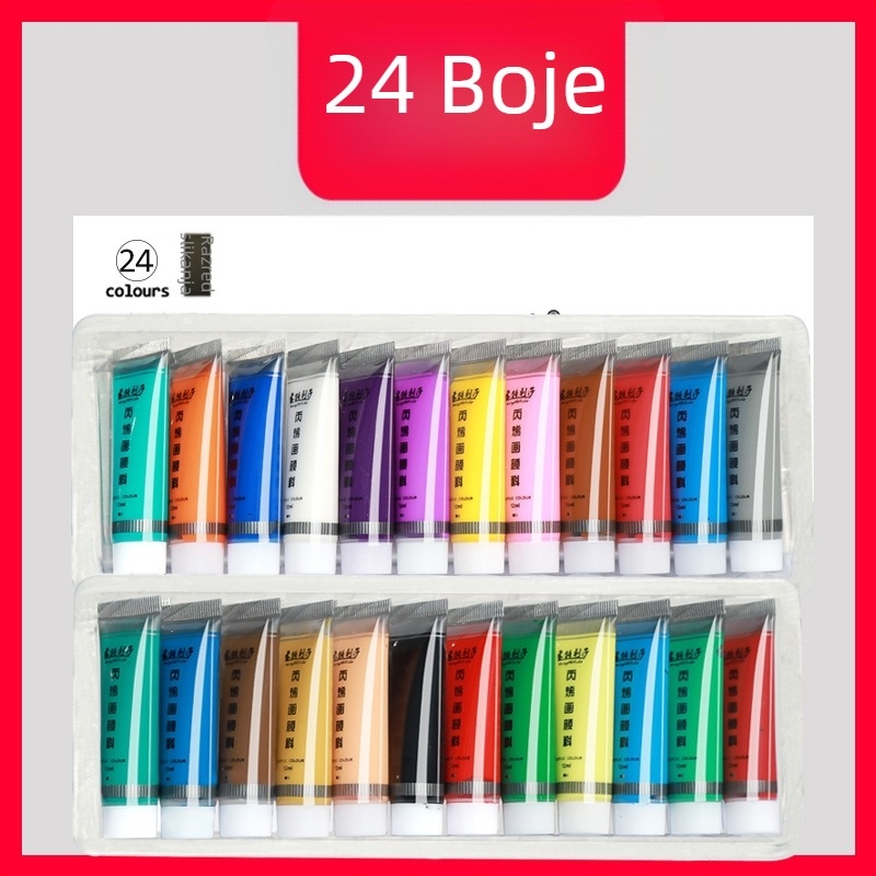 Montessori metalik akrilne boje set, 12 boja, tube od 12 ml, vodootporne