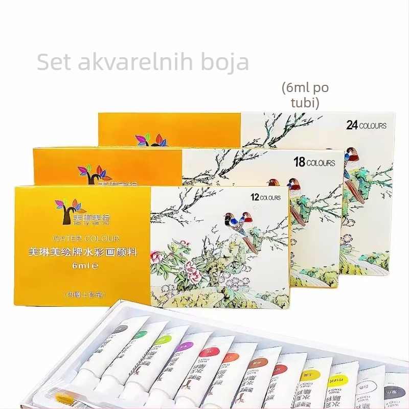 Set akvarela, 6 ml cijevi, 12/18/24 boja