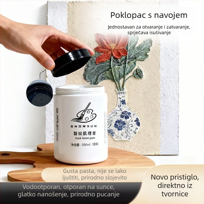 Pasta za teksturu napuklina - akrilna, tekstura pijeska, vodootporan efekt napuklina, za uljnu sliku, 100 ml / 500 ml