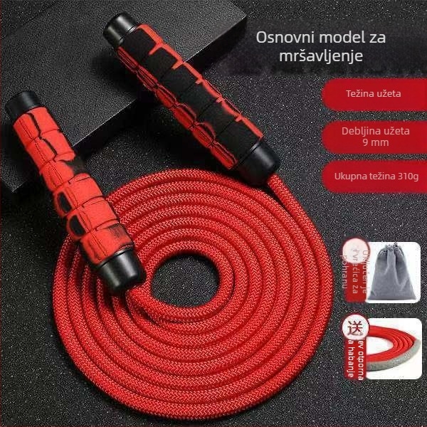 Težinsko skakačko užet za odrasle, muškarce i žene, za vježbanje, s debelim pamukovim užetom i čeličnim užetom