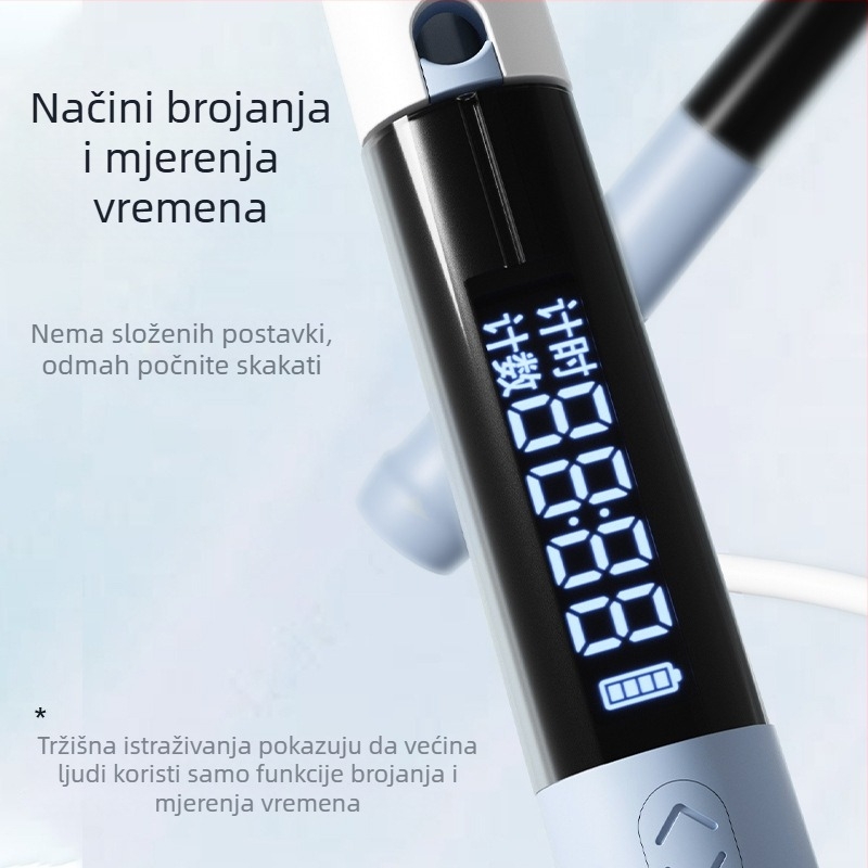 TMT elektronički brojač za skakanje, bežični, punjiv, čelična užad, protuklizno, za mršavljenje