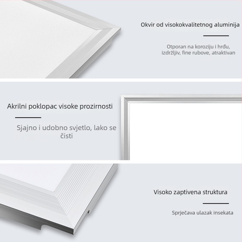 LED ugrađena stropna svjetiljka za kupaonicu i kuhinju – integrirani plosnati aluminijski panel, 24-50W, 220V, CRI ≥95
