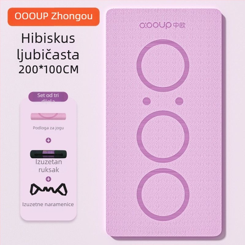 Joga podloga od TPE, duljina 200 cm, širina 100 cm, debljina 20 mm, protuklizna površina, jednobojna, pogodna za fitness, ples i preskakanje užetom