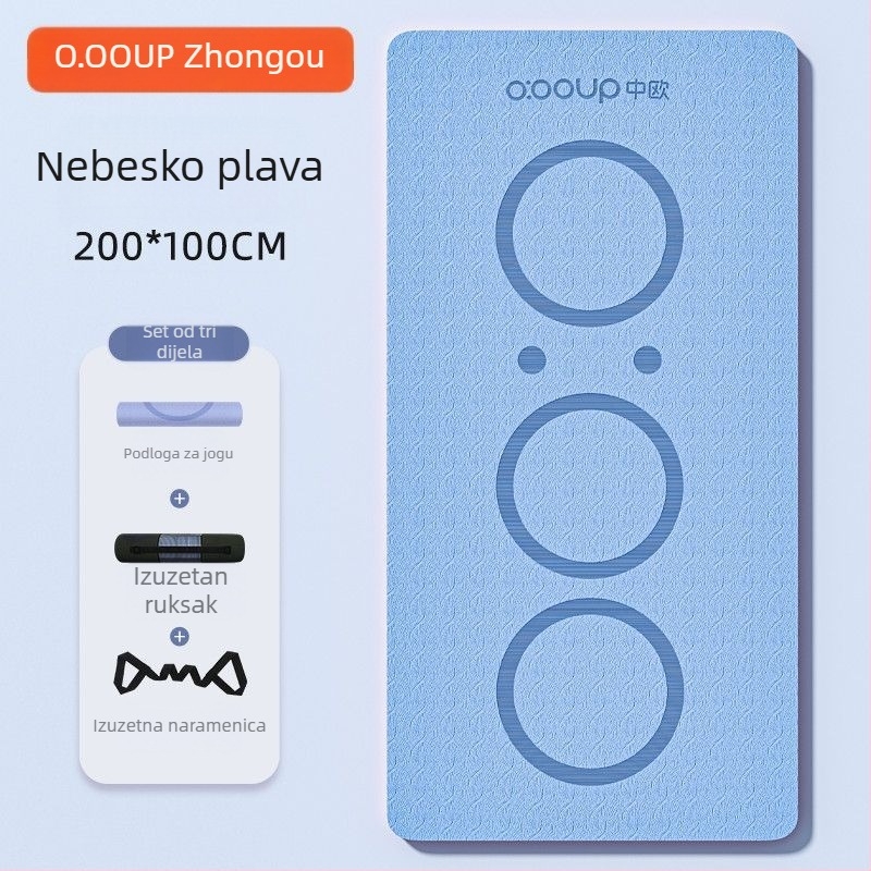 Joga podloga od TPE, duljina 200 cm, širina 100 cm, debljina 20 mm, protuklizna površina, jednobojna, pogodna za fitness, ples i preskakanje užetom