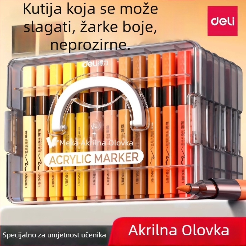 Deli markeri s mekanim vrhom za akril i akvarel za osnovnu školu – neproziran i slojeviti boje