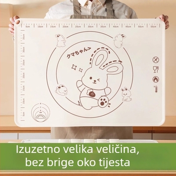 Antibakterijska silikon podloga za tijesto, debela, kvaliteta hrane, ekstra velika podloga za razvaljivanje i pečenje