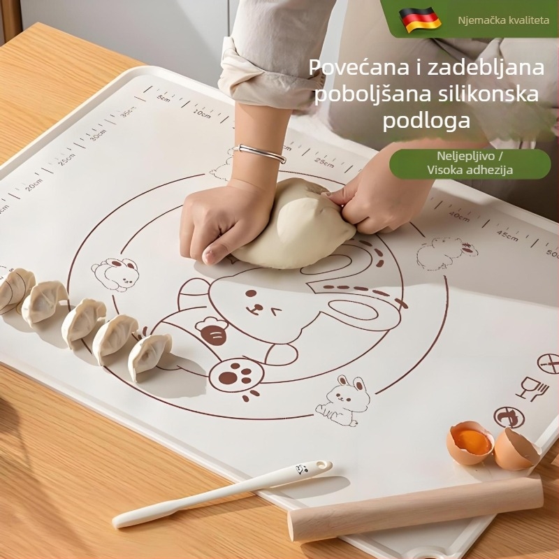 Antibakterijska silikon podloga za tijesto, debela, kvaliteta hrane, ekstra velika podloga za razvaljivanje i pečenje
