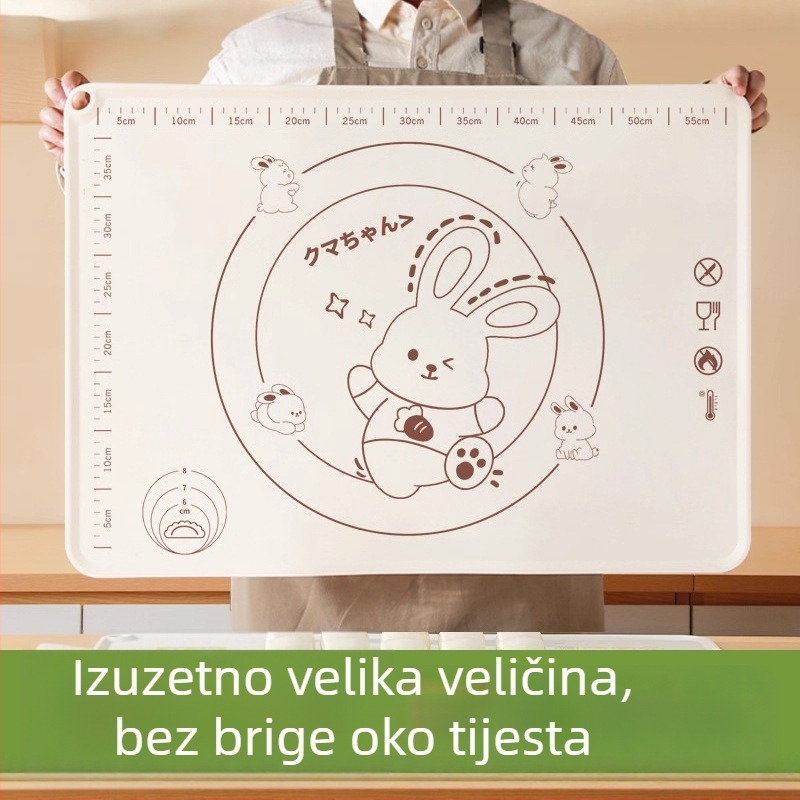 Antibakterijska silikon podloga za tijesto, debela, kvaliteta hrane, ekstra velika podloga za razvaljivanje i pečenje