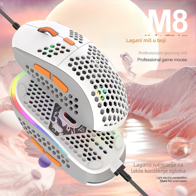 Freedom Wolf M8 RGB gaming miš – usklađene boje, žični, makro podrška, lagan