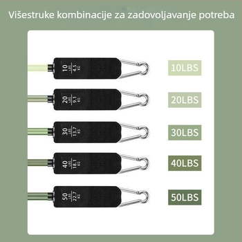 TPE 11-dijelni set traka za vježbanje s otpornošću, 100/150/200 lb otpornosti