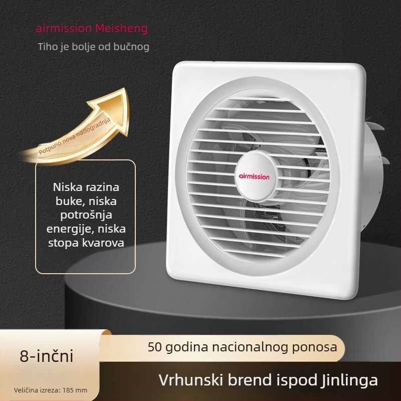 Meisheng APC-A prozorski ispušni ventilator, DC inverter, tih, dvije brzine, za kupaonicu i kuhinju
