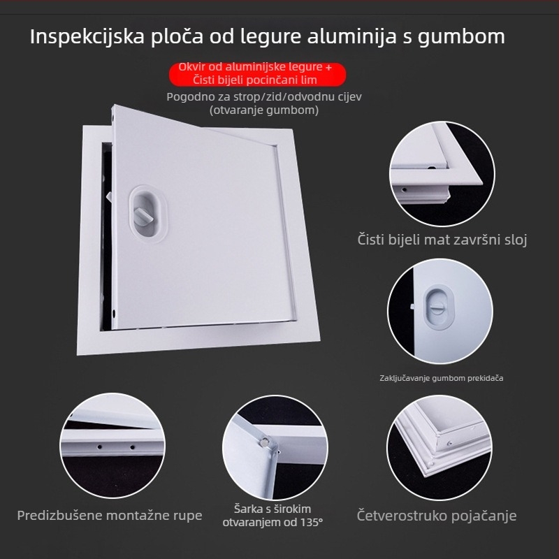 Aluminijski otvor za održavanje s magnetskim zaključavanjem i pločom za ugradnju, više načina otvaranja, povećana debljina, čvrst i izdržljiv