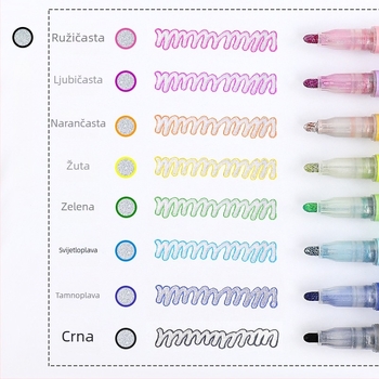 COLNK Colin 515 Set markerov s dvostrukom linijom za konture – 12 fluorescirajućih boja