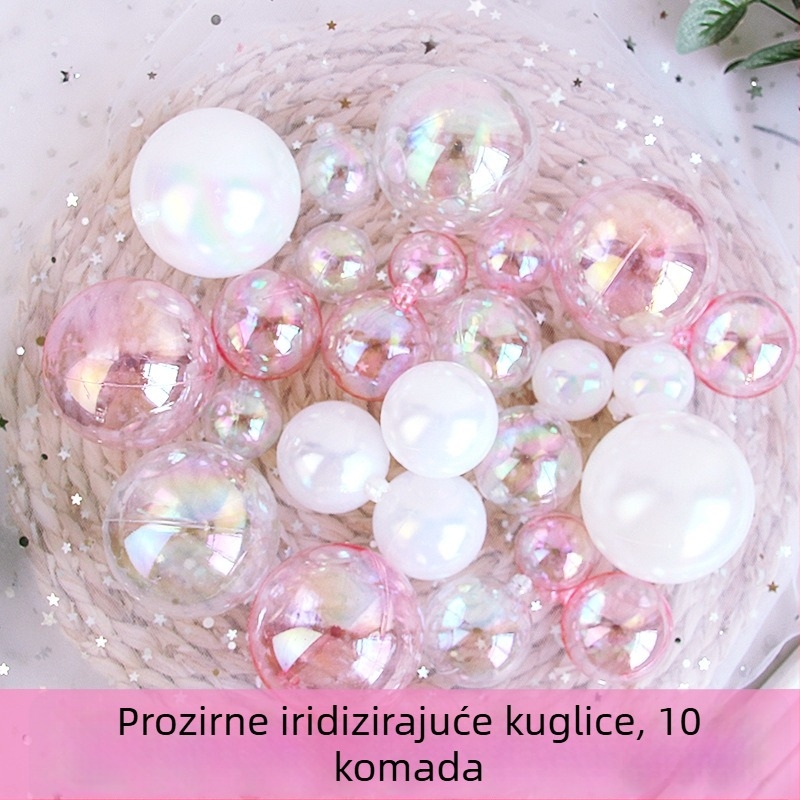 Holografska šarena prozirna kuglica za ukrašavanje torti, kuglica za Božić i rođendanske torte