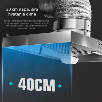 Nehrđajući čelični kuhinjski ispušni ventilator s tlačnim kanalom i visokim usisnim kapacitetom