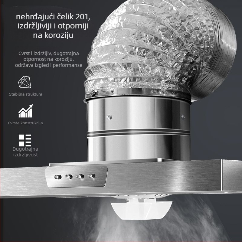 Nehrđajući čelični kuhinjski ispušni ventilator s tlačnim kanalom i visokim usisnim kapacitetom