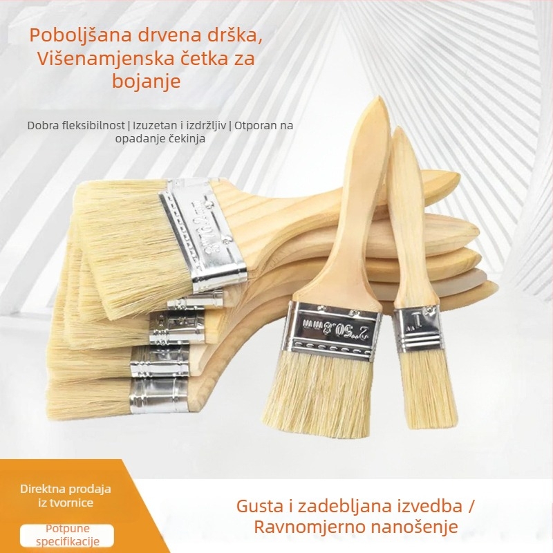 Četka za prašinu s debelim drškom od drveta, dlakama od svinjskog dlaka, produženi držač — morsko-industrijsko oruđe