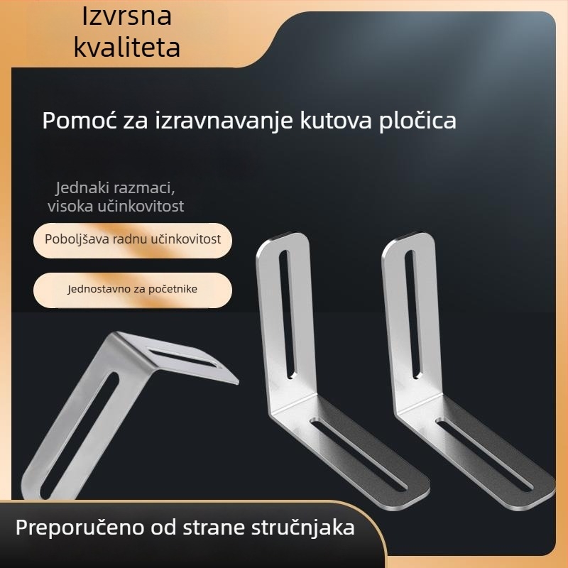 Profesionalni alat za niveliranje vanjskog kuta s križnim distancijerima za pločice, kompatibilan s nivelerom pločica za precizno pozicioniranje i stvaranje razmaka