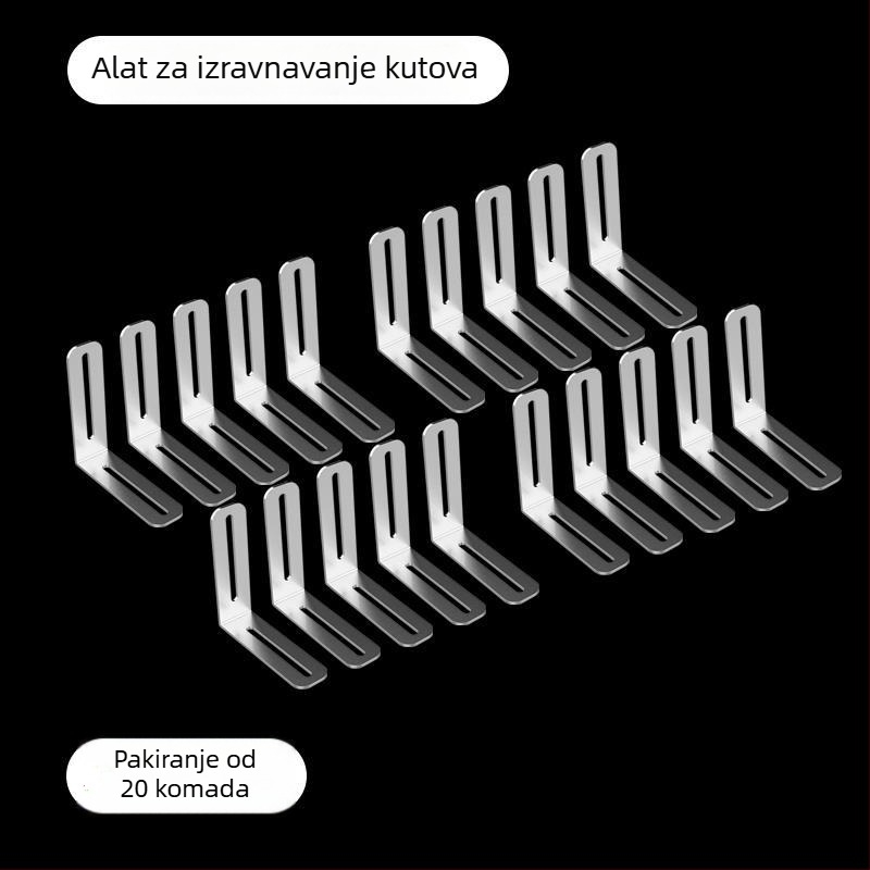 Profesionalni alat za niveliranje vanjskog kuta s križnim distancijerima za pločice, kompatibilan s nivelerom pločica za precizno pozicioniranje i stvaranje razmaka